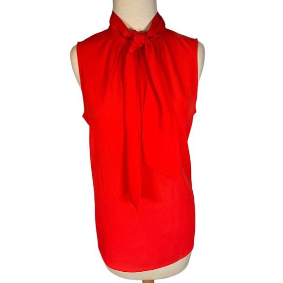 Michael Kors Tops - Michael Kors Women's Burnt Orange & Gold Sleeveless High Neck Bow Tie Size Large
